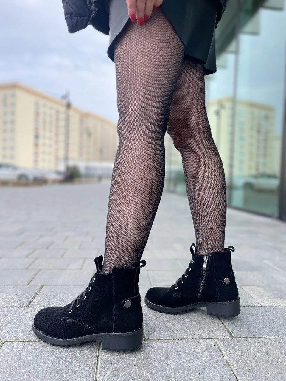 Черевики жіночі, натуральна замша